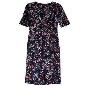 LK Bennett Polena Floral Dress Women's Size 4 Black Sheath Lined Career Workwear